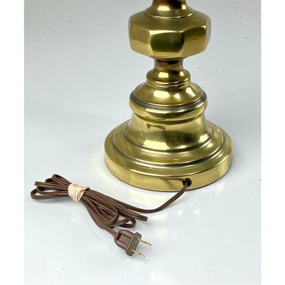 Vintage Stiffel Style Table Lamp MCM Heavy Brass Hollywood Regency 28" - Picture 5 of 6